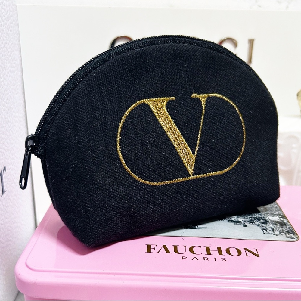 Authentic Valentino Garavani Rare Vintage Mini V Logo Cosmetic Bag / Pouch